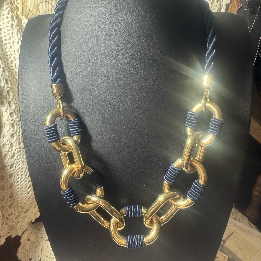 Elegant Gold and Navy Necklace, Charter Club tag